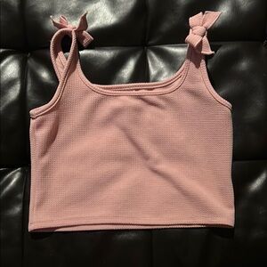 Pink Sleeveless Crop Top with Tie Front